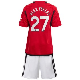 Camisola Manchester United Alex Telles 27 Criança Equipamento Principal 2023-24 Manga Curta